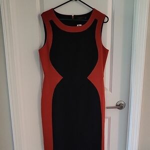 The Limited Black and Deep Orange Contrast Midi Dress